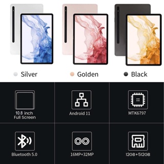ภาพขนาดย่อของภาพหน้าปกสินค้าซื้อ1 แถม1 แท็บเล็ต SANSUNG S8+10.8นิ้ว HDจอใหญ่ขอบดำ แท็บเล็ต แกะ12GB+512GB แท็บเล็ตราคาถูก รองรับ2ซิม5G แท็บเล็ตเดิม จากร้าน mobiletabletstore บน Shopee ภาพที่ 2