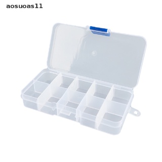 Aosuoas กล่องพลาสติกใส Pp แยกส่วนได้ 10 ช่อง สําหรับเก็บของ 3 ชิ้น