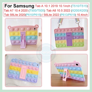 เคสซิลิโคน ลายการ์ตูน พร้อมขาตั้ง พับได้ สําหรับ Samsung Tab S6Lite P610 P613 Tab A8 10.5 X200 X205 A7 T500 T505 Tab A 10.1 2019 T510