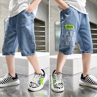 DIIMUU Summer Fashion Kids Boys Short Pants Clothing Children Boy Denim Trousers Elastic Waist Clothes Baby Shorts Casual Jeans 5 6 7 8 9 10 11 Years