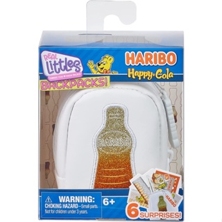 Real Littles - Collectible micro Haribo Happy-Cola Backpack with 6 surprises inside! Real Littles - กระเป๋าเป้สะพายหลัง ของสะสม micro Haribo Happy-Cola 6 ความประหลาดใจภายใน!