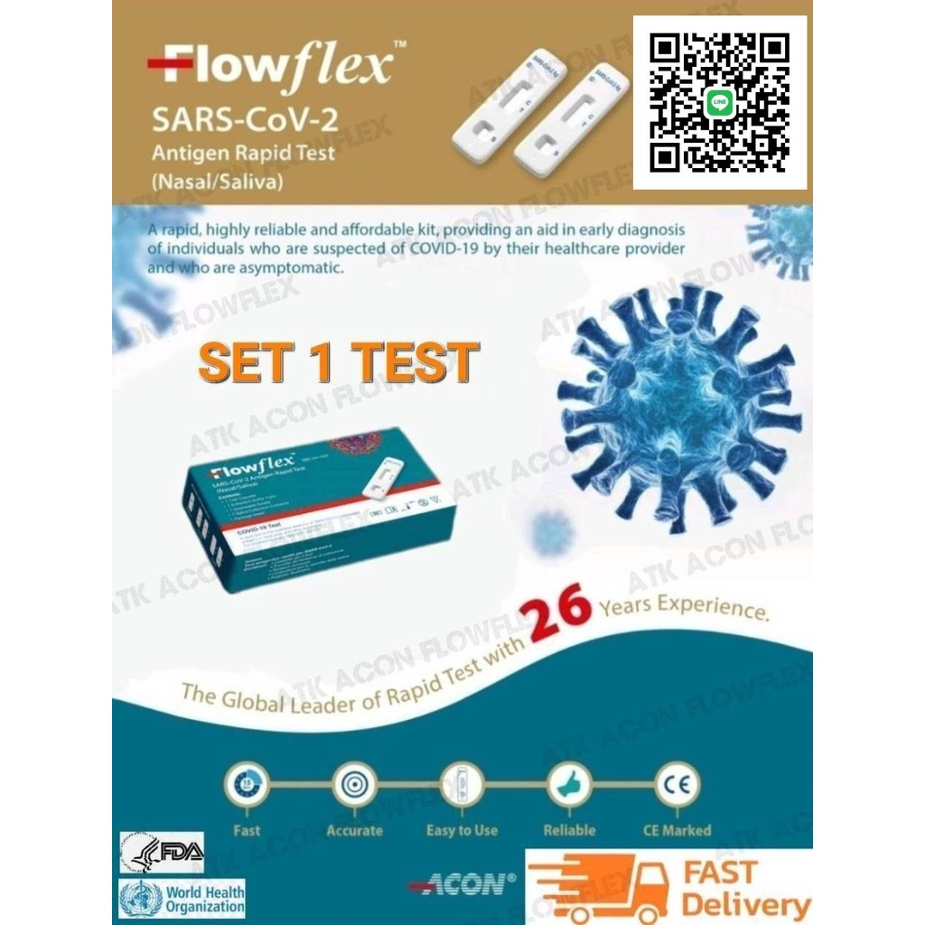ภาพหน้าปกสินค้าFlowflex SARS-CoV-2 Antigen Rapid Test (Nasal/Saliva) 2in1 จมูก/น้ำลาย SET1TEST จากร้าน 9tanikashop บน Shopee