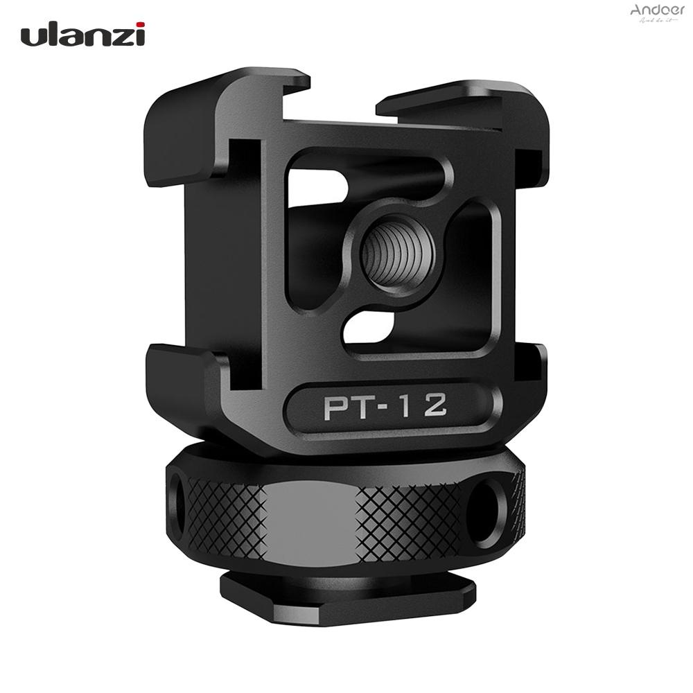 ulanzi-triple-cold-shoe-mount-adapter-aluminum-alloy-with-3-cold-shoe-dual-1-4-thread-for-camera-extension-microphone-led-light-magic-arm-mount