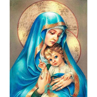 พร้อมส่ง♚ชุดปักครอสสติตช์ รูปพระเยซู 11CT DIY สําหรับแม่ และเด็ก [Acelit.th]