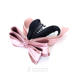 กิ๊บกล้วยเกาหลี ผ้า Silk Satin Grosgrain งานแฮนด์เมด โบว์ติดผม BunnyBow เกรดพรีเมียม พร้อมส่ง