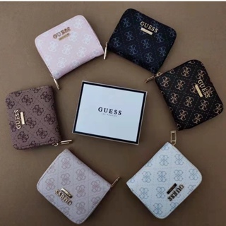 [พร้อมส่ง] Guess กระเป๋าสตางค์ ใบสั้น มีซิป พร้อมกล่องของขวัญ สําหรับผู้หญิง