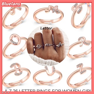 Bluelans แหวนแฟชั่น รูปตัวอักษรภาษาอังกฤษ A ถึง Z ประดับพลอยเทียม เครื่องประดับ สําหรับผู้หญิง