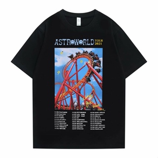 เสื้อแฟชั่นผญ ทราวิสสกอตต์แคคตัสแจ็คฮิปฮอป Astroworld ทัวร์ฮาราจูกุพิมพ์เสื้อยืดฤดูร้อนผู้ชายแฟชั่นเสื้อยืดลําลองผู้ชาย