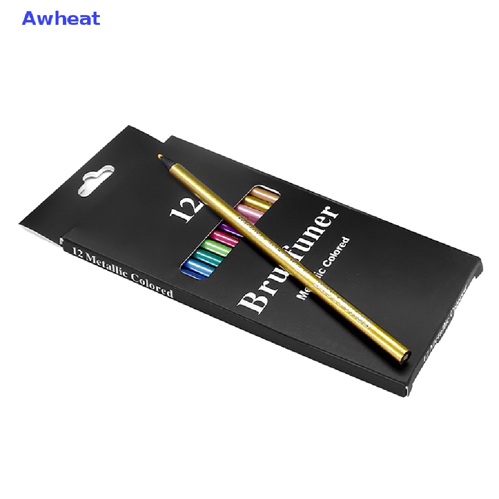 awheat-ชุดดินสอสีเมทัลลิก-12-สี-สําหรับวาดภาพ-ร่างภาพ