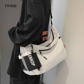 TAIDU กระเป๋าสะพายไหล่ สะพายข้างลําลอง จุของได้เยอะ สีพื้น สไตล์ญี่ปุ่น แฟชั่นสําหรับผู้ชาย นักเรียน