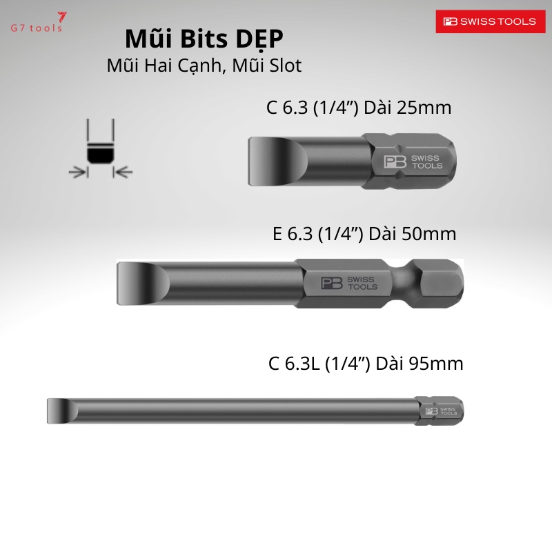 PB Swiss Tools T10 Short Hex Lobe Bit - 1-inch Length, 1/4-inch Drive For M3-3.5 Screws