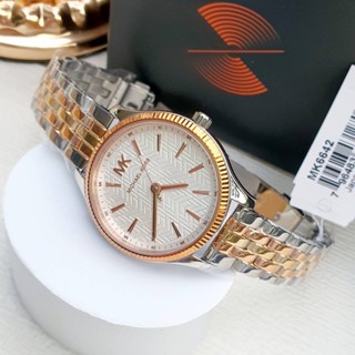 (ผ่อน0%) นาฬิกา Michael Kors MK6642 Lexington Quartz White Dial Ladies Watch สแตนเลสทูโทนสีโรสโกลด์-เงิน หน้าปัดขาว 36มม