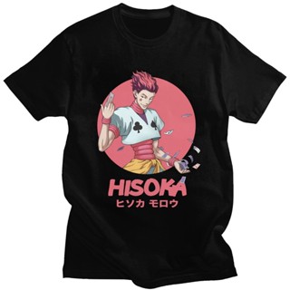 เสื้อเชิ้ตชาย มังงะ HxH Hisoka Morow เสื้อยืดผู้ชายผ้าฝ้ายบริสุทธิ์ Urban เสื้อยืดโอคอแขนสั้นญี่ปุ่นอะนิเมะฮันเตอร์ x ฮั