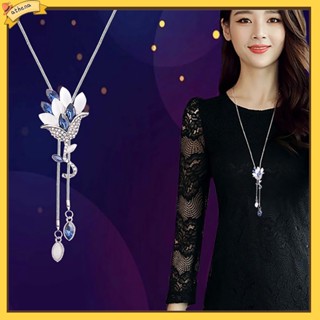 [Athena] women สร้อยคอจี้ดอกไม้ประดับเพชร Rhinestone