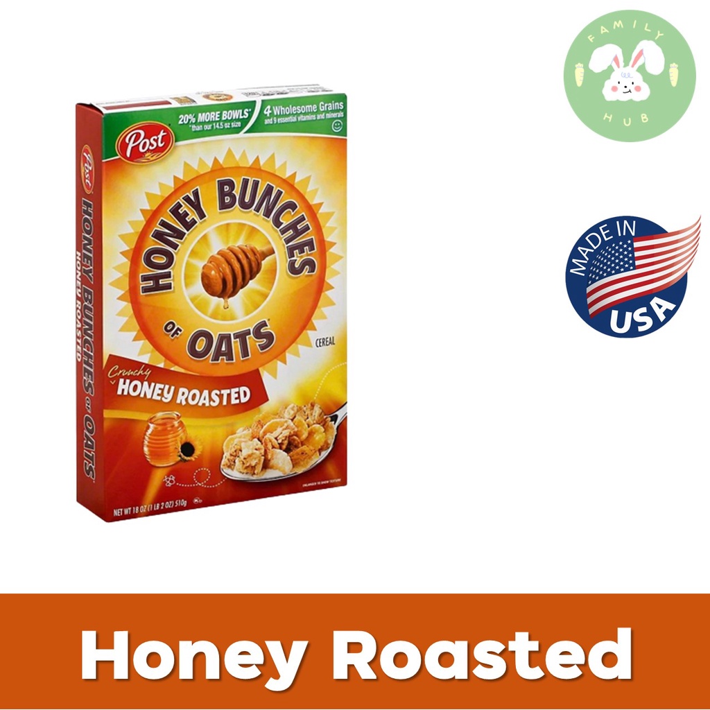 post-honey-bunches-of-oatsแผ่นข้าวโพด-ข้าวสาลี-และข้าวโอ๊ตผสมน้ำผึ้งมีให้เลือก-3รส