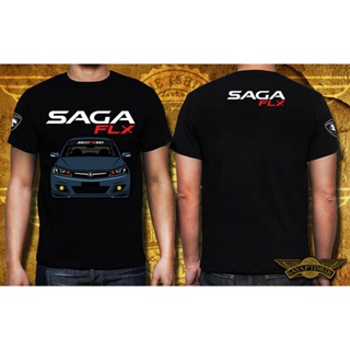 เสื้อยืดผ้าฝ้ายพิมพ์ลายแฟชั่น Proton Saga FLX Edition * D2 (เสื้อยืดสีดํา)
