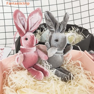 Fantastictrip ตุ๊กตากระต่าย ผ้ากํามะหยี่ขนนิ่ม จี้กุญแจ ของเล่นสําหรับเด็ก ยัดไส้ และตุ๊กตาสัตว์ ของเล่นวันเกิด งานแต่งงาน ตกแต่งแฟชั่น