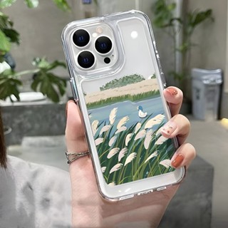 เคสโทรศัพท์มือถือ แบบใส ลายภาพวาดสีน้ํามัน รูปทิวทัศน์ สําหรับ iphone 14 Pro Max 14 Plus 13 11 12 7Plus X XR XS Max 8 7