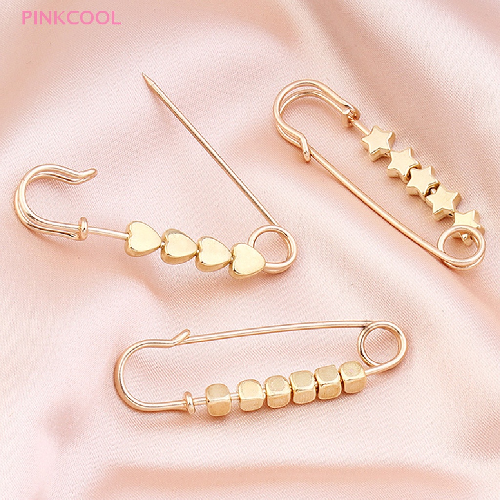 pinkcool-เข็มกลัด-รูปหัวใจ-ดาว-ปรับได้-สีทอง-ขนาดเล็ก-สําหรับกางเกง-กระโปรง-เอว