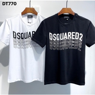 เสื้อคนอ้วนผญ 2022 Hot Dsquared2 แฟชั่นพิมพ์ผ้าฝ้ายเทรนด์แขนสั้นชายและหญิงเสื้อยืดคู่ DT770