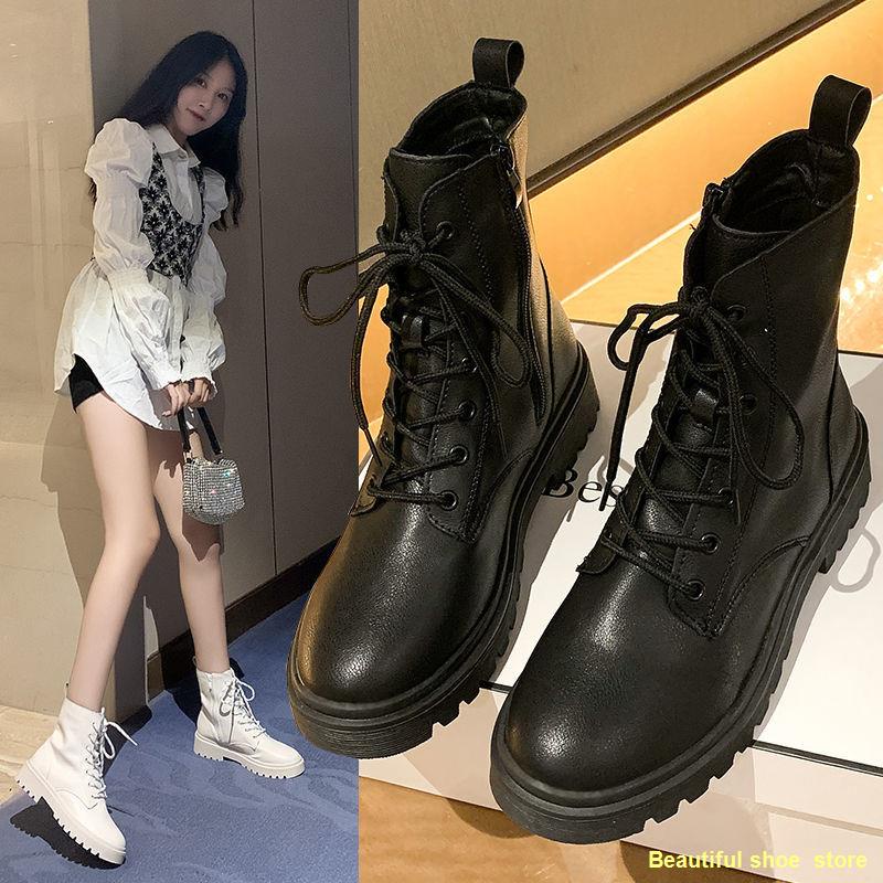 hot-sale-2022-รองเท้าบูทมาร์ตินใหม่ผู้หญิงขนแกะด้านข้างซิปรองเท้าสั้นหนังนุ่มสบายทุกการแข่งขันรองเท้าเดียว