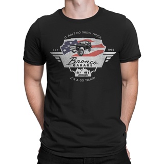 เสื้อยืดผ้าฝ้ายพิมพ์ลายคลาสสิก Sanc6 [พร้อมส่ง] เสื้อยืดแขนสั้น พิมพ์ลายธงอเมริกัน Bronco Garage Go Truck พลัสไซซ์ XS-4x