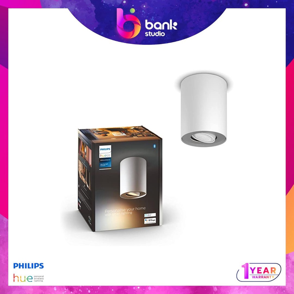 ประกัน-1ปี-โคมไฟ-gu10-philips-hue-white-ambiance-led-spotlight-pillar-สีขาว