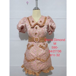 เดรสสั้น สีชมพู น้ำตาล ลายดอก MARIA DIAMOND SIZE M