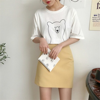 เสื้อยืดน่ารักๆ การ์ตูนหมีผู้หญิงน่ารักเสื้อยืดฤดูร้อน O-neck ลําลองเสื้อยืดหญิงด้านบน Harajuku Kawaii เสื้อผ้าลําลองผู้