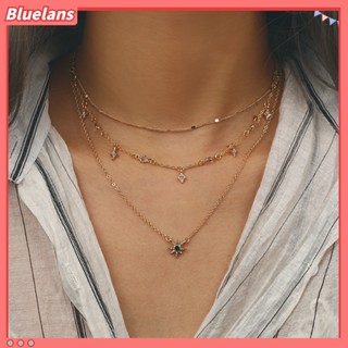 (bluelans) สร้อยคอหลายชั้นแฟชั่นสตรีจี้ดาวห้าแฉก rhinestone