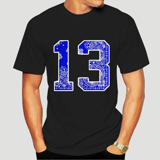 เสื้อยืดวินเทจ เสื้อยืดผู้ชายใหม่ 2019 สีน้ําเงิน #13 Tee ทีมเสื้อยืดในเมืองสวม Paisley พิมพ์ถนนฮิปฮอป La 6699X