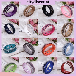 &lt;citydiscount&gt;  นาฬิกาข้อมือสายหนัง Faux สไตล์พังก์สำหรับผู้หญิง