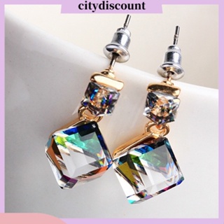 &lt;citydiscount&gt;  City_ ต่างหูสตรีแบบแป้นประดับเพชร