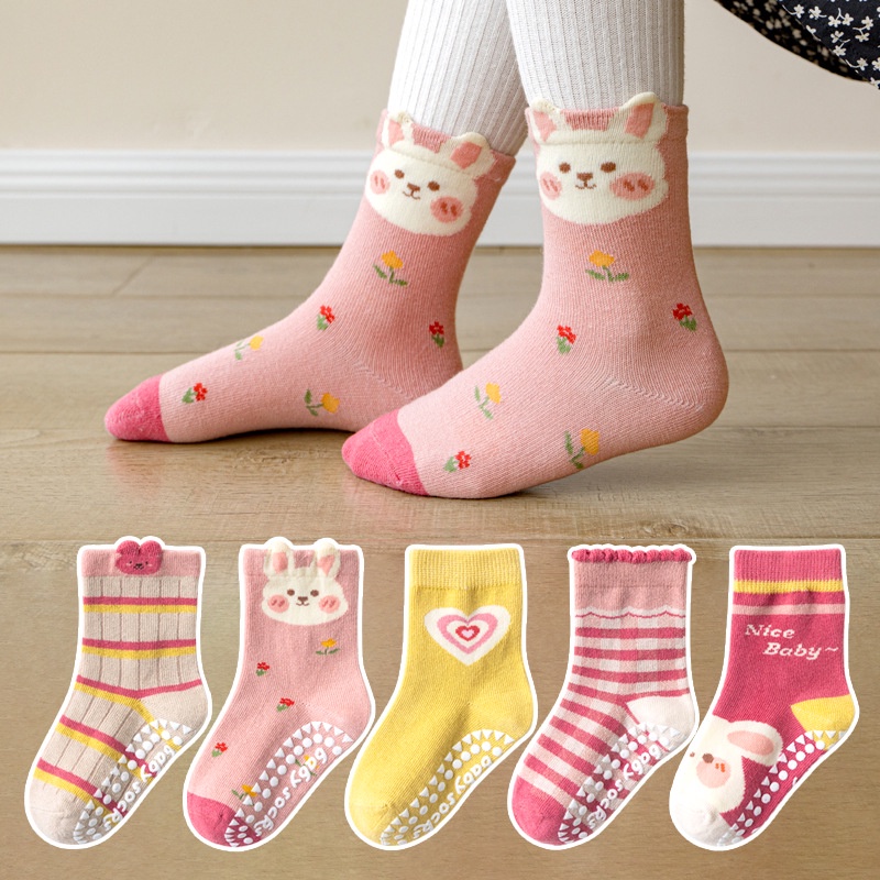 ภาพสินค้าSC-0038/ShopAt.Two/พร้อมส่ง ถุงเท้าเด็กผู้หญิง ถุงเท้าผ้าฝ้าย แพ็ค 5 คู่มีกันลื่น จากร้าน shopat.two บน Shopee ภาพที่ 6