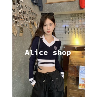 Alice  เสื้อครอป เสื้อยืดแขนยาวผู้หญิง 2022 ใหม่  High quality สไตล์เกาหลี ins Comfortable S051070 36Z230909