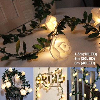 【พร้อมส่ง】สายไฟ LED กุหลาบจำลอง 10/20/40LED ไฟนางฟ้า ดอกกุหลาบ ไฟตกแต่ง ไฟตกแต่งห้อง ไฟตกแต่งวันหยุด LED ของตกแต่งห้อง