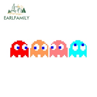 Earlfamily สติกเกอร์ ลายการ์ตูนกราฟฟิค Pacman Little Ghost กันรอยขีดข่วน ขนาด 13 ซม. x 3.1 ซม. สําหรับติดตกแต่งรถยนต์ แล็ปท็อป