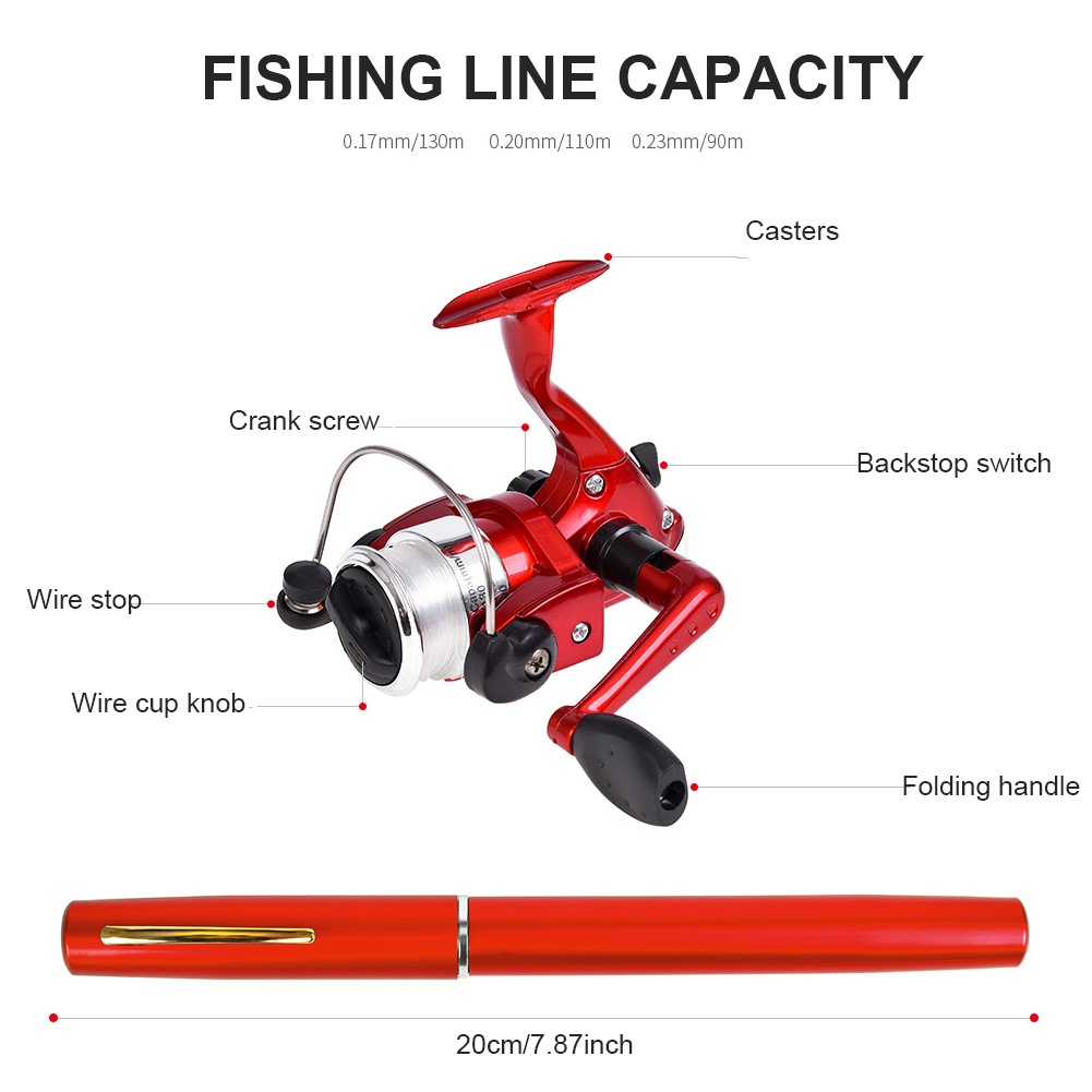 คันเบ็ดปากกา-รีลปั่น-สำหรับงานตกปลาเล็ก-pocket-telescopic-mini-fishing-pole-ปากการูปร่างพับคันเบ็ดด้วย-reel-wheel