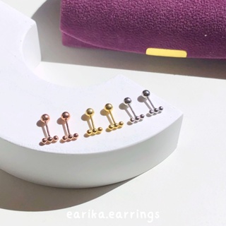 earika.earrings - triple dot piercing จิวหูเม็ดกลมแถวเงินแท้ (ราคาต่อชิ้น) (มีให้เลือก 3 สี) เหมาะสำหรับคนแพ้ง่าย