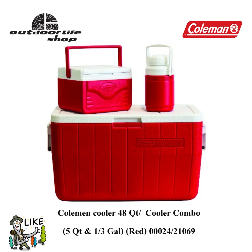 กระติกColemen cooler 48 Qt/ Cooler Combo (5 Qt & 1/3 Gal) (Red) 00024/ ...