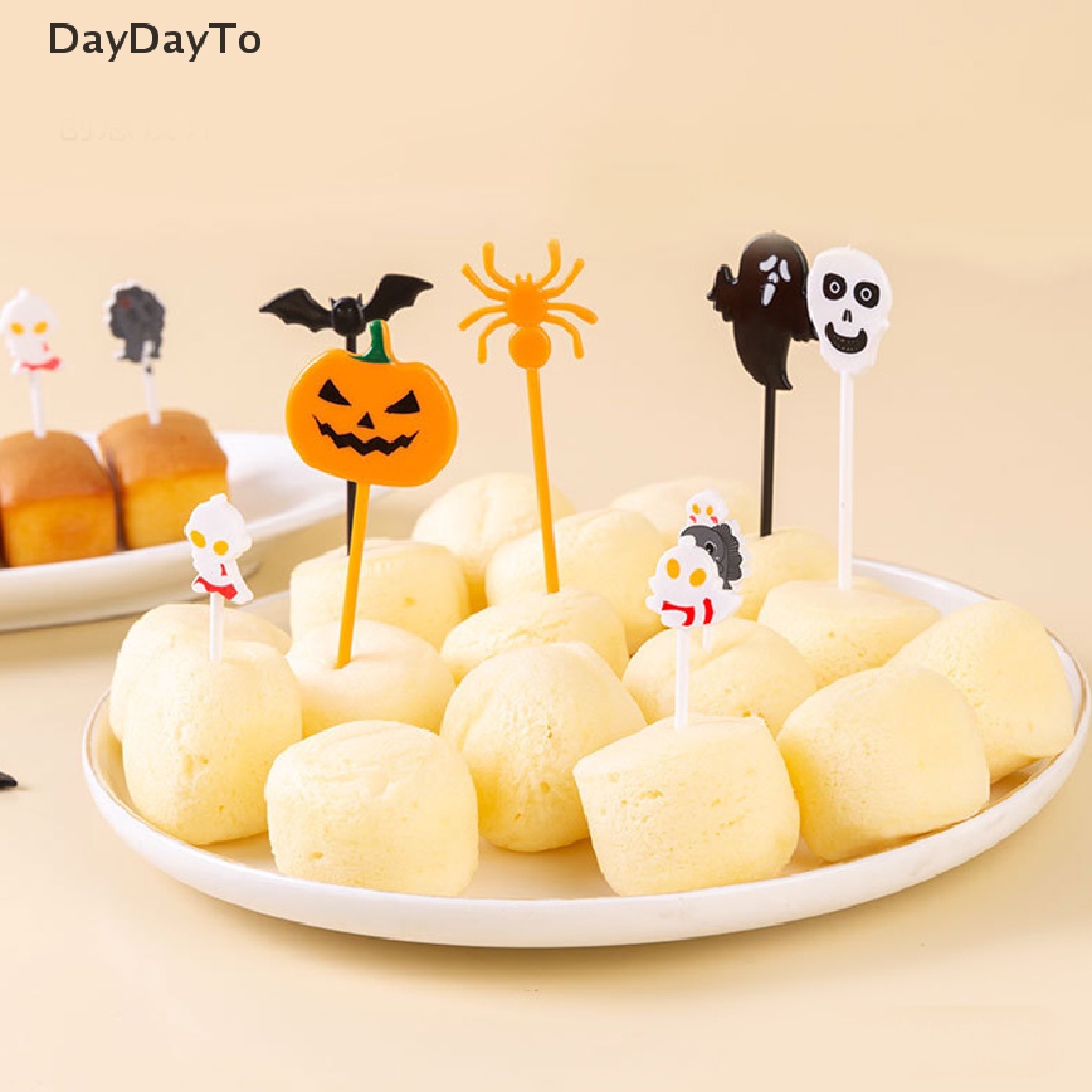daydayto-ส้อมจิ้มผลไม้-ขนมขบเคี้ยว-ขนมหวาน-เค้ก-พลาสติก-สําหรับตกแต่งปาร์ตี้ฮาโลวีน-6-10-ชิ้น