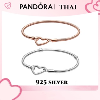 สินค้า [ส่งจากกรุงเทพ]Pandora แท้ เงิน925 14K rose gold สร้อยข้อมือ กำไล Moments heart snake chain bracelet ของแท้ 100%
