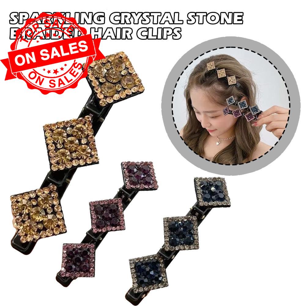 1* Sparkling Crystal Stone Braided Hair Clips Diamond High-quality Hair ...