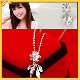 (Athena) เครื่องประดับแฟชั่นสตรีสร้อยคอโซ่ยาวจี้ปลาทอง 925