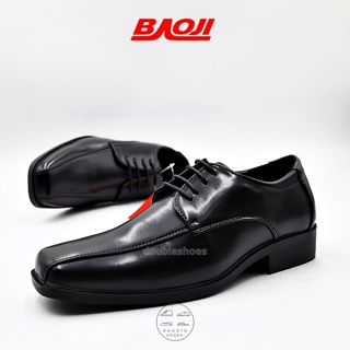 BAOJI รองเท้าหนังนักศึกษา รองเท้าหนังทำงาน ผูกเชือก สีดำ รุ่น BJ8010 ไซส์ 39-45