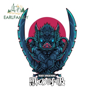 Earlfamily สติกเกอร์ไวนิล ลาย Hashibira Inosuke Demon Slayer ขนาด 13 ซม. x 9.9 ซม. สําหรับติดตกแต่งรถยนต์