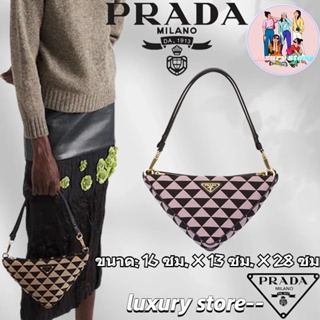 💖👜PRADA Prada Symbole กระเป๋าหนังใบเล็ก/สามในหนึ่งเดียว/โซ่ถอดได้/สายสะพายไหล่มือถือ/สไตล์ผู้หญิง