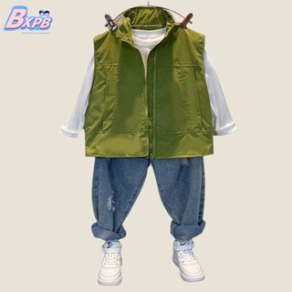 [BXPB] เสื้อกั๊ก และกางเกงยีน ทรงหลวม สวมใส่สบาย แฟชั่นสําหรับเด็กผู้ชาย อายุ 3-15 ปี