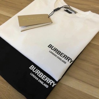 เสื้อยืดแขนสั้น ผ้าฝ้าย พิมพ์ลายโลโก้ Burberry สวมใส่สบาย สไตล์คลาสสิก สําหรับผู้ชาย และผู้หญิง