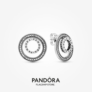 Pandora ต่างหูสตั๊ด ทรงกลม ลายโลโก้ ของขวัญคริสต์มาส พรีเมี่ยม e1027